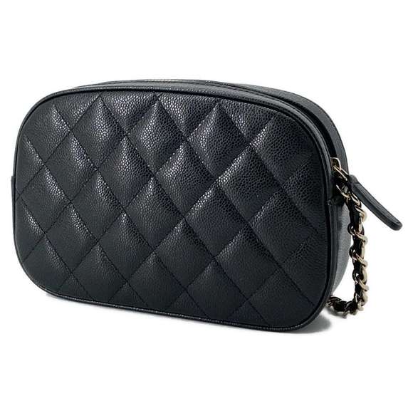 Chanel Clutch Coco Caviar Matelasse Mark Bag Chain Black - Picture 1 of 8